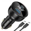 100W USB C Fast Car Charger with Display, PD3.0+QC Type C Car Charger Adapter with 100W USB C Fast Cable, Fast Charging for Laptops, MacBook Pro, iPad, iPhone 16/15/Pro Max, Galaxy S24/S23 Ultra Etc.