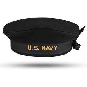 US Navy Sailor Hat, 100% Wool, Navy Blue, Woven Knitted Head Band (US, Numeric, 7 1/4, 7 3/8)