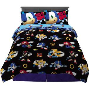 Franco Kids Bedding Super Soft Comforter and Sheet Set, 5 Piece Full Size, Sonic the Hedgehog