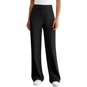 DLOODA Womens Dress Work Pants Wide Leg Business Casual Slacks Stretchy High Waist Comfy Trousers with Pocket (Black, XL)