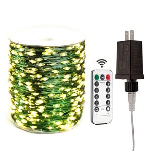RESNICE Extra Long Green Wire Fairy Lights Plug in 400FT High Bright 1200 LED Waterproof LED String Lights with Remote Warm White for Christmas Tree, Patio, Garden, Backyard