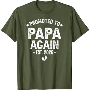 Promoted to Papa Again est. 2026 Expecting Father T-Shirt, 3XL