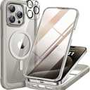 Miracase Magnetic for iPhone 15 Pro Case [Compatible with MagSafe] Full-Body Phone case with Built-in Glass Screen Protector& Camera Protector, Military Drop Proof 15 Pro Cover,Titan