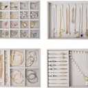 ProCase Stackable Jewelry Organizer Trays for Drawers, Jewelry Drawer Inserts Container Display Case Storage for Earring Necklace Rings Bracelet with Removable Dividers -Grey, 4 Layers