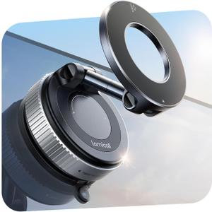 Lamicall Car Phone Mount - [70 LBS Strongest Suction] for Magsafe Car Mount, 360 Adjustable Suction Cup Phone Mount Dashboard Windshield Vacuum Magnetic Phone Holder for Car Silver