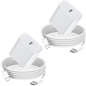 iPhone 16 15 Charger Fast Charging, 2Pack 20W USB C Wall Charger Blocks Adapter Cube with Fast Charging USB C Cable Quick Charge Cord for iPhone 16/16 Plus/16 Pro/16 Pro Max/16e/15/15 Pro Max/iPad Air