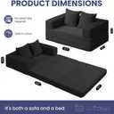 Convertible Sofa Bed, 4-in-1 Boneless Loveseat with Removable Armrests Backrest, Corduroy Futon Couch Bed with Pillow, Foldable Mattress Sleeper Sofa for Living Room Bedroom Small Place (Black)
