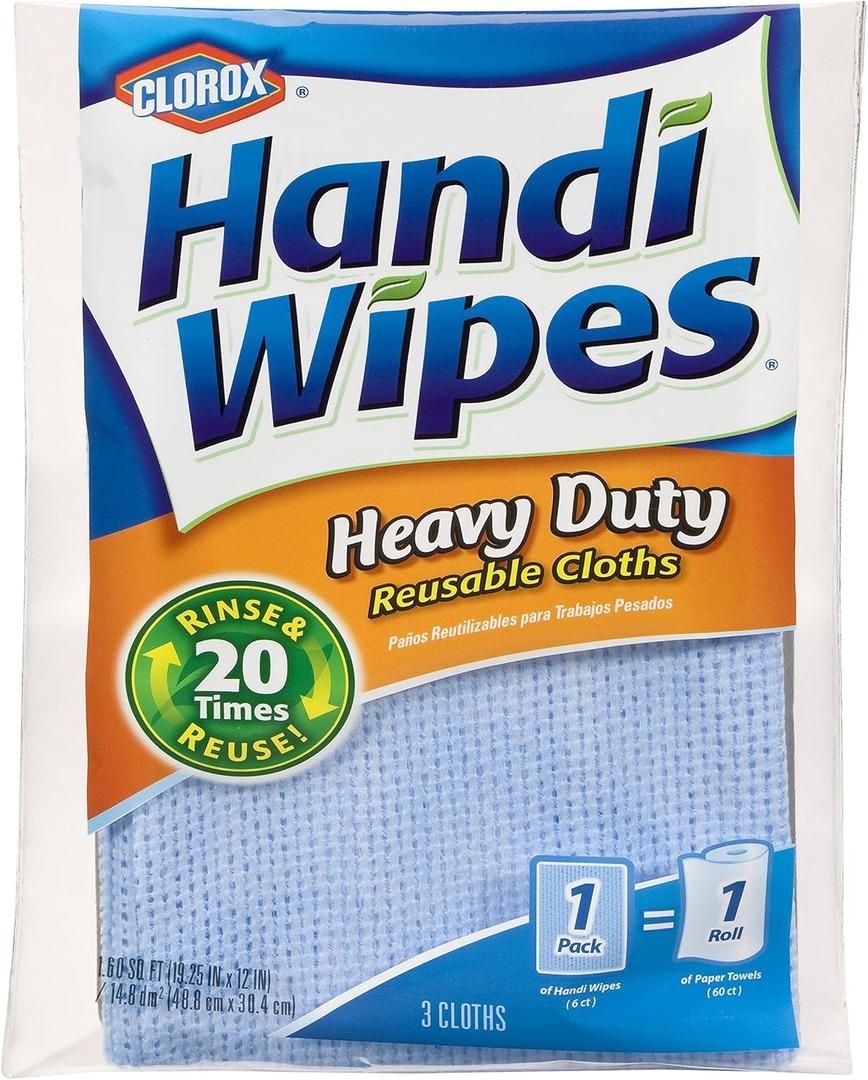Clorox Handi Wipes Heavy Duty Reusable Cloths, 3 Count (Pack of 4)