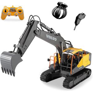 Mostop Remote Control Excavator 1/16 Scale 3 in 1 RC Excavator Shovel Loader Digger Toy with 2 Tools,17 Channel Full Functional RC Construction Truck Vehicle Tractor with Sound and Light