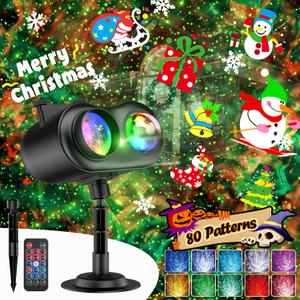 3-in-1 Christmas Projector Lights Outdoor, Anysun Brighter 80 HD Patterns Christmas Decor, 8-Pattern Ocean Wave Snowflake Starry Lights Show Christmas Projector Waterproof with Timer for House Party (Grey, 10 Slides)