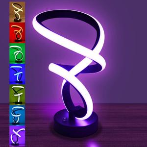 Aialun Modern Spiral Table Lamps, LED Dimmable Touch Bedside Lamp Unique, 10 Light Modes RGB Color Changing Cool Lamp Gifts for Bedroom Living Room Office Nightstand Desk House Home Decor (8.71''-1pc-1)