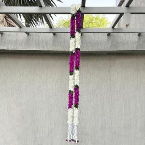 THE ART BOX 5 feet Artificial Hanging Flowers Vine Purple Silk Gajra Garland for Wedding, Diwali Decoration Floral Arch Party Garden Home Decor (2 Pc)