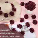 Thiccywoov 100 Pcs Flowers Long Stem Artificial Rose, 3.2 Inches Silk Rose Head Flowers Fake for Wedding Bridal Bouquet Independence Day Home Floral DIY Centerpieces Party Decoration (Burgundy)
