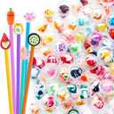 100 Pcs Mini Pencil Toppers with Capsule Toys,Cute Cartoon Pen Toppers,Filled Pencil Charms for Kids,Back to School,Student Rewards,Classroom Prizes,Gift,Vending Machine,Gumball Machine Capsules