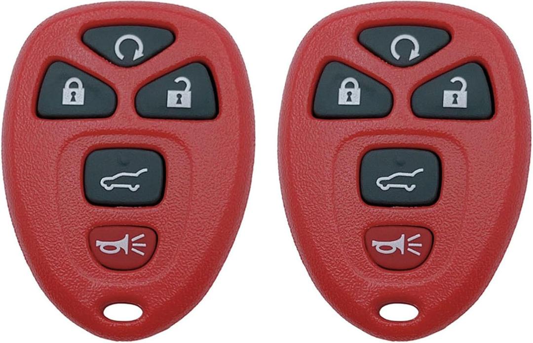 Replacement Keyless Entry Remote Case Cover fits Chevy Traverse 2007-2016 Tahoe Suburban GMC Acadia Yukon XL Buick Enclave Cadillac Escalade Saturn Outlook OUC60270 OUC60221 Key Fob Shell (Red 2)