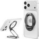 [2025 Upgraded] Mag Safe Phone Ring Holder, SUPERONE Adjustable Magnetic Kickstand & Removable Phone Grip Compatible with Wireless Charging Only for iPhone 17 &16 & 15 & 14 & 13 & 12 Series - Black