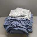 Queen Comforter Set - 7 Pieces Ruffle Blue Bedding Sets, Shabby Chic Farmhouse Bed in a Bag Queen with Ruffle Comforter, Floral Sheets, Pillowcases & Shams