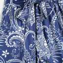 ZAFUL Women's Casual Wide Leg Elastic Waist Drawstring High Waisted Floral Print Palazzo Pant (Blue, S)