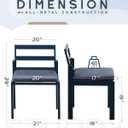 Patio Dining Chairs Set of 2, Outdoor Metal Chairs with Cushions Blue