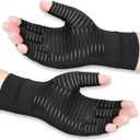Copper Arthritis Compression Gloves Women Men Relieve Hand Pain Swelling and Carpal Tunnel Fingerless for Typing, Support for Joints, Large (Large (1 Pair), Black)