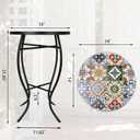 VCUTEKA Mosaic Side Table, 21" Round End Table with 14" Ceramic Tile Top, Indoor Patio Accent Table for Yard, Garden, Living Room, Bistro Balcony or Lawn, Round, 14-inch Diameter X 21-inch Height
