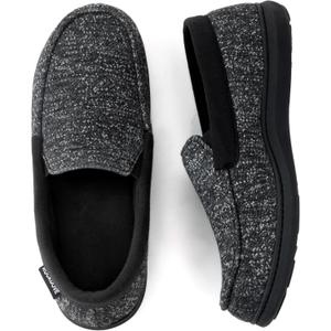 RockDove Men's Tweed Memory Foam Moc Slipper (9, Black)