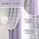 MYSKY HOME Lilac Curtains for Living Room 84 Inches Long Pom Pom White Sheer Curtains for Girls Room Nursery Curtains Double Layer for Toddler Bedroom Grommet Room Darkening Window Panels 52 x 84 in