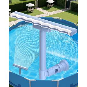 Pool Fountain for Above and Inground Pools, 2-in-1 Adjustable Wide Width Waterfall Pool Sprinkler Fountain for Cooling 10-20 Degrees,Outdoor Swimming Pool Accessories for Relaxation & Cooling(Blue).2 packs