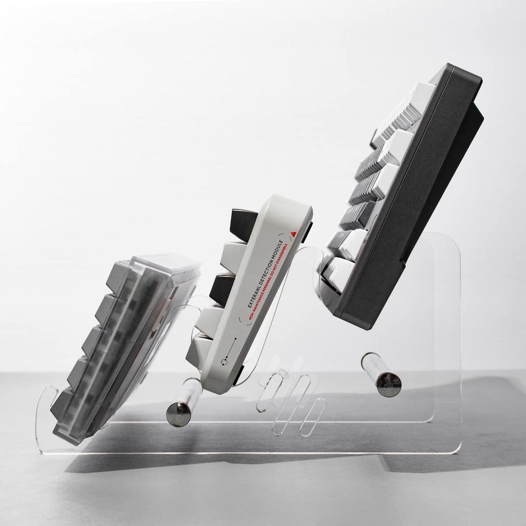 Sumgsn Keyboard Display Stand Storage Stand Display Mechanical Keyboard Holder Transparent Acrylic Stand for Three Keyboard (White)