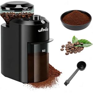 Wancle Electric Burr Coffee Grinder - Adjustable with 28 Precise Grind Settings for 12 Cups - Professional Coffee Bean Grinder (Plastic, Black)