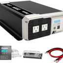 Energizer 2000 Watts Pure Sine Wave Power Inverter 12V DC to 110V/120V Converter for Family RV Off Grid Solar System with Dual USB Ports LCD Display & Installation Kit Included