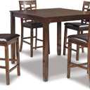 Signature Design by Ashley Bennox 5 Piece Counter Height Dining Set, Includes Table & 4 Barstools, Brown
