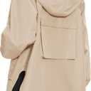 PESION Womens Waterproof Raincoat Lightweight Rain Jacket Trench Coat Hooded Windbreaker With Pockets for Outdoor (Beige, XL)