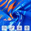 UNIFACO UPF 50+ Little Boys Long Sleeve Rash Guard Swim Shirt Premium Sun Shirt for 1-8 Years (6-7 Years, A-royal Blue With Sunset Palm)