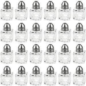 Juvale Set of 24 Mini Salt and Pepper Shakers (Glass and Stainless Steel, 0.5 oz)