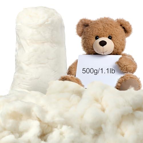 Wesnoy 500g/1.1lb Cotton Stuffing for Stuffed Animals Soft Pillow, Natural Cotton Fiber Filling Batting, for Toys, Cloud Decorations, and More
