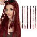 6PCS Hair Extensions Braids 14'' Clip in Braid Extensions Fake Braid Ponytail Hairs Extension Synthetic Braids Clip Ins 3 Styles Braided Hair Pieces for Women Daily Party Use Burgundy