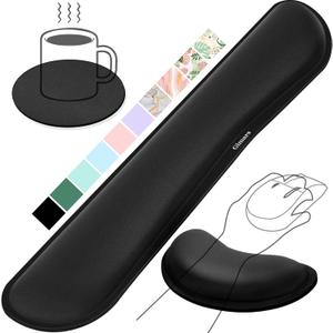 Gimars Upgrade Enlarge Silky Gel Memory Foam Keyboard Wrist Rest, Wrist Rest for Computer Keyboard, Ergonomic Design for Typing Pain Relief, Mousepad Rests, Wrist Support for Office, Gaming, Black
