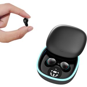 Invisible Small Mini Wireless Bluetooth Earbuds for Small Ears Sleep Low Profile Tiny Discreet Hidden Earbuds for Work Invisible Ear Buds Headphones Black