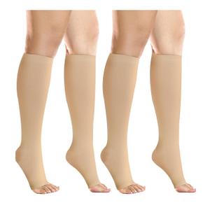 +MD 2 Pairs Medical Compression Socks for Women & Men 20-30 mmHg, knee High Open Toe Stocking for Edema, Varicose Veins XL