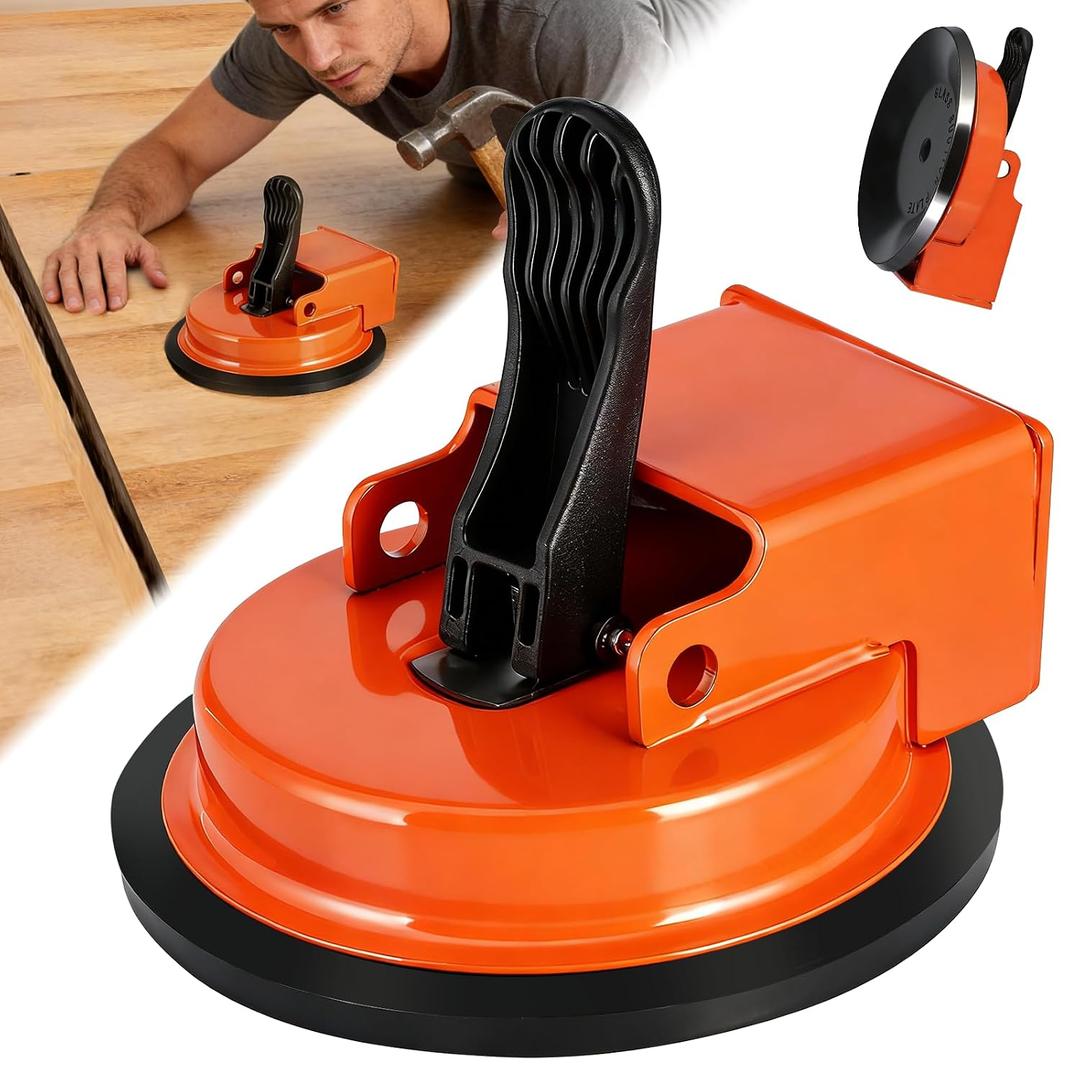 2026 New Heavy Duty Floor Gap Fixer Tool with Enhanced Vacuum Suction Cup for Laminate, Vinyl, Wood & Tile Flooring Repair - Reusable Sticky Pads, Professional Gap Fixing Kit (Orange)