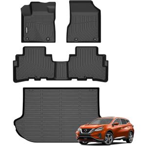 GINOWY-Floor Mats & Cargo Liner for Nissan Murano 2017.5-2024, TPE All Weather Mats Floor Liners Murano 2024 2023 2022 2021 2020 2019 2018 2017.5 Waterproof Cargo Trunk Mat Car Accessories