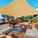 12'x16' Sun Shades Outdoor Patio, Curved Outdoor Shade Sail, UV Block Sun Shade, Rectangle Heavy Duty Permeable 160GSM Sun Shade Sail Shade for Patio, Garden, Backyard