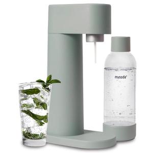 Woody Sparkling Water Maker - Silent Carbonated Water Machine Made of Renewable Wood Composite and 1L Water Bottle - Without CO2 Cylinder - Seltzer Maker Machine - Colour Sage Green