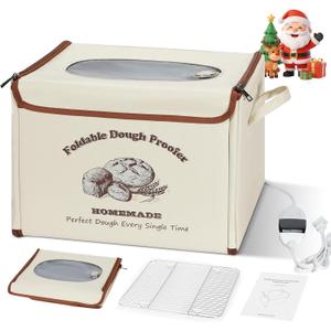 Foldable Bread Proofing Box for Sourdough,50F-130F Temp Controlled Dough Proofer with 1-12H Digital Timer,Electric Proofing Container Sourdough Bread Baking Supplies for Home Baking,Yogurt Making