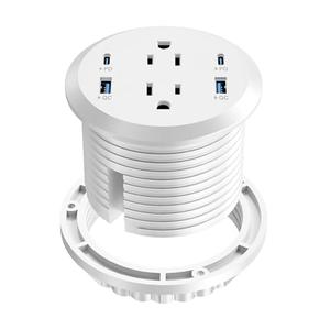 Desktop Power Grommet, 65W USB C Fast Charging, Flush Mount Recessed Power Strip 3-Inch Hole, 2 Outlets, 4 USB Ports, Countertop Outlet (White)