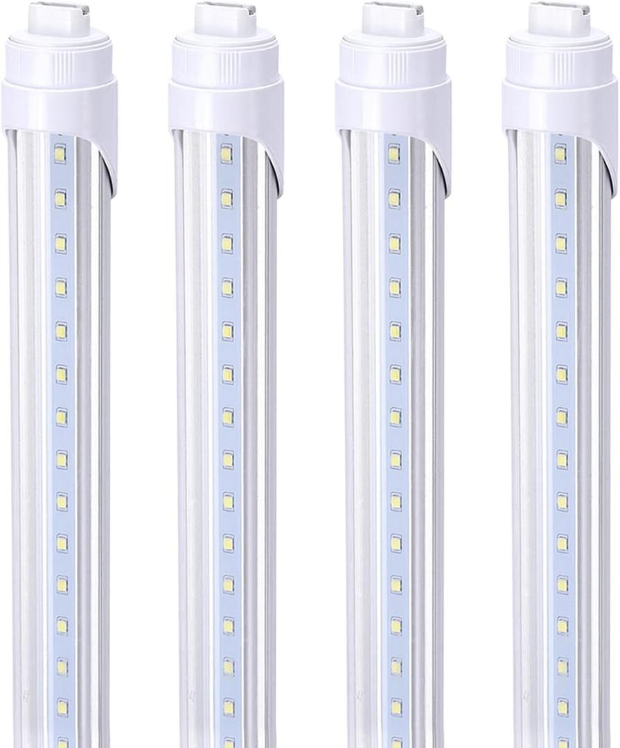 R17D/HO 8FT LED Shop Bulb, Rotating Base LED Tube Light, 6000K Clear Lens, Dual-Ended Power Bulb Lights, Non-dimmable, 2 Pin, Ballast Removed, (Replacement for F96T12/CW/HO 110W Fluorescent Light)