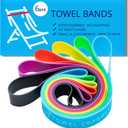 Towel Bands (6-Pack), Beach, Pool & Cruise Chairs, Extra Durable, No Snapping, Cruise Ship & Beach Essentials, Great Alternative to Beach Towel Clips (Red, Blue, Black, Green, Yellow, Purple)