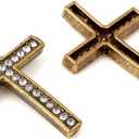 RUBYCA Cross Sideway Metal Connector Bead Crystal Inlay DIY Jewelry Shamballa Bracelet (20 PCS, Bronze & White Clear Crystals)