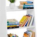 Open 4 Tier Bookcase, Wooden Kitchen Shelf, Freestanding Display Storage, Bookshelf for Bedroom, Living Room and Office (White, Ladder)